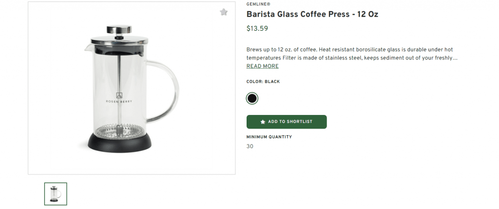 Barista Glass Coffee Press - 12 Oz