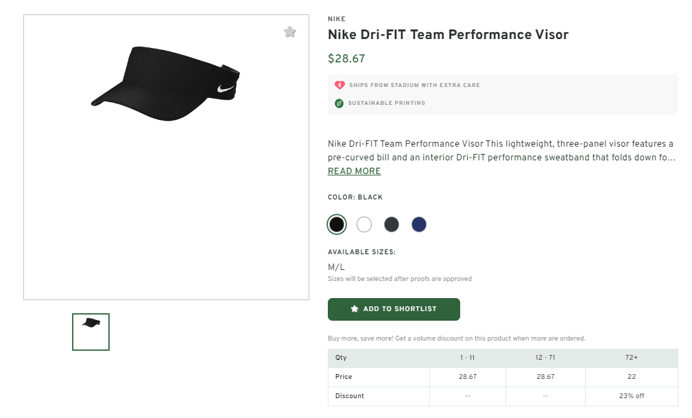 Nike Dri-FIT Team Performance Visor
$28.67