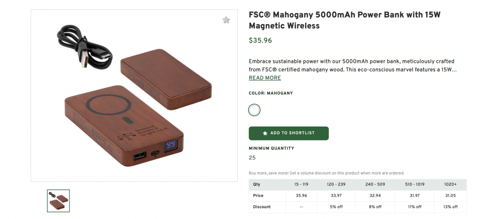 FSC® Mahogany 5000mAh Power Bank with 15W Magnetic Wireless
$36.18