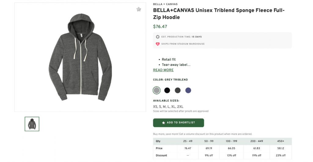 Bella Canvas Unisex Sponge Fleece Hoodie
