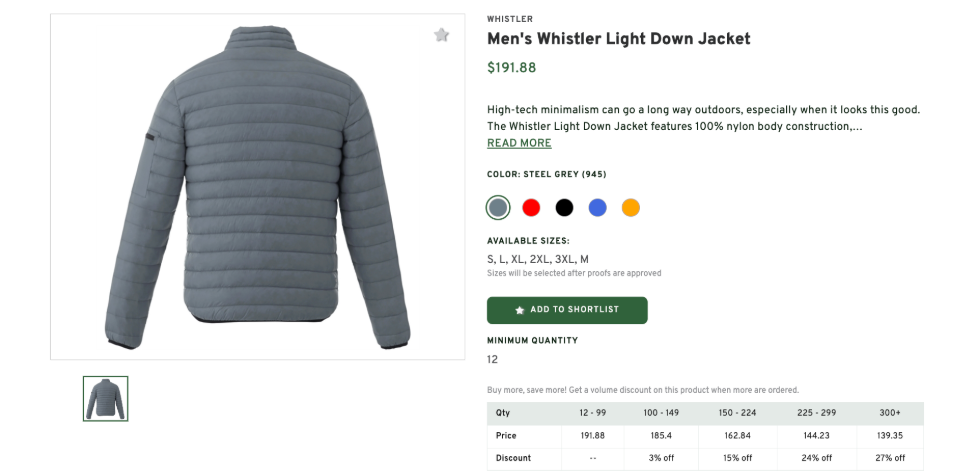 Men's Whistler Light Down Jacket