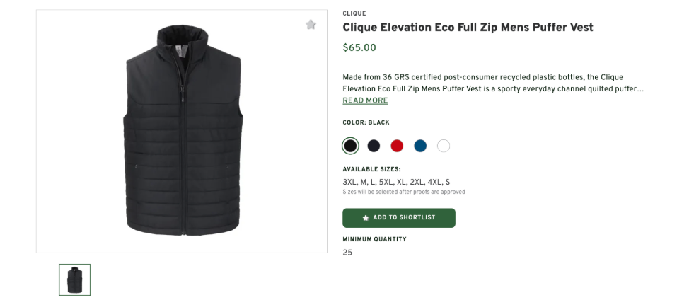 Clique Elevation Eco Mens Puffer Vest