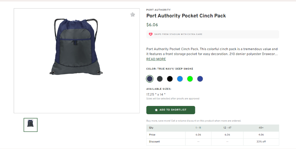 Port Authority Pocket Cinch Pack