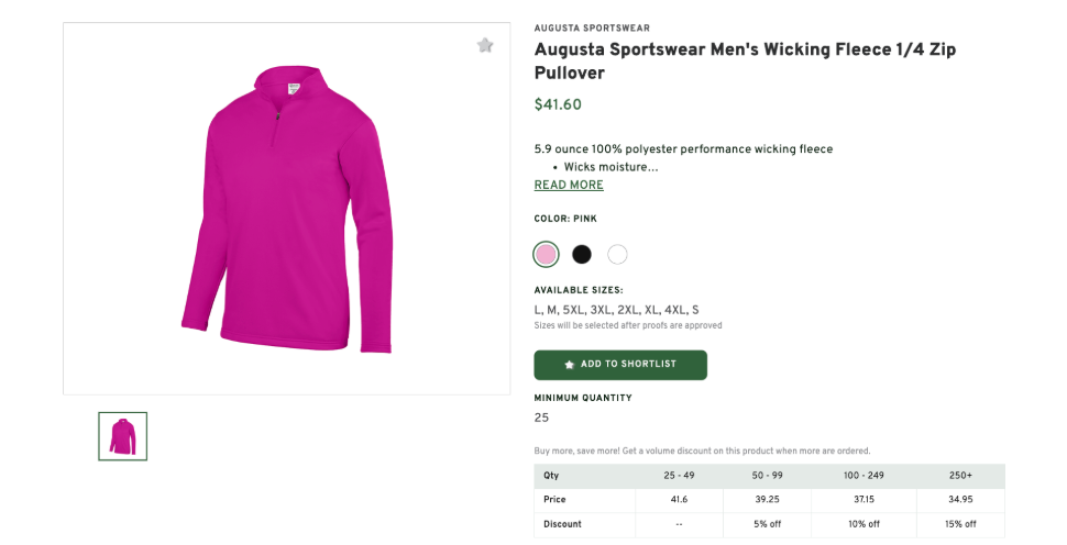 Men's Wicking Fleece 1/4 Zip Pullover