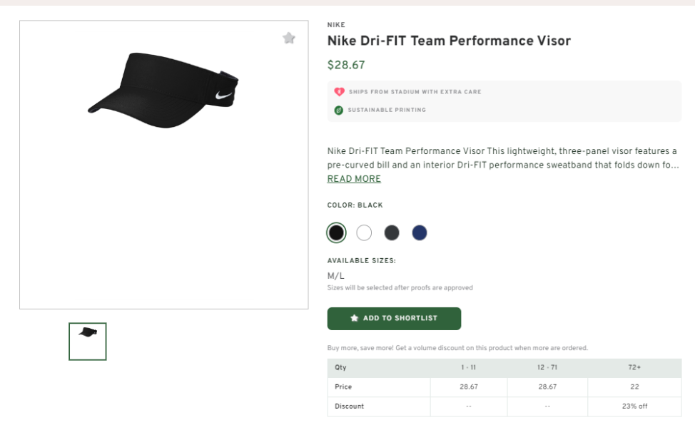 Nike Dri-FIT Team Performance Visor