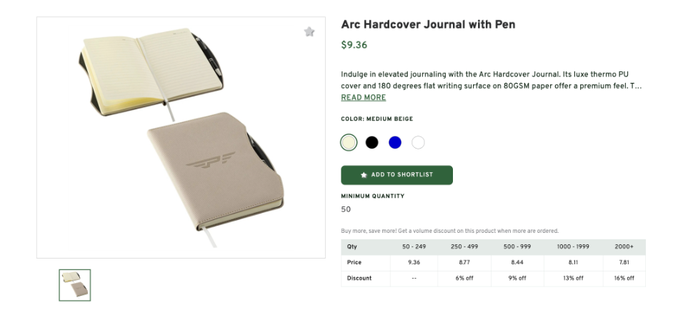 Arc Hardcover Journal with Pen