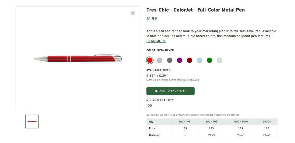 Tres-Chic Full-Color Metal Pen