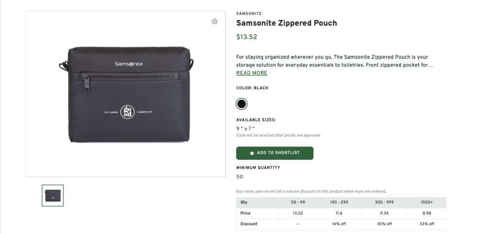 Samsonite Zippered Pouch