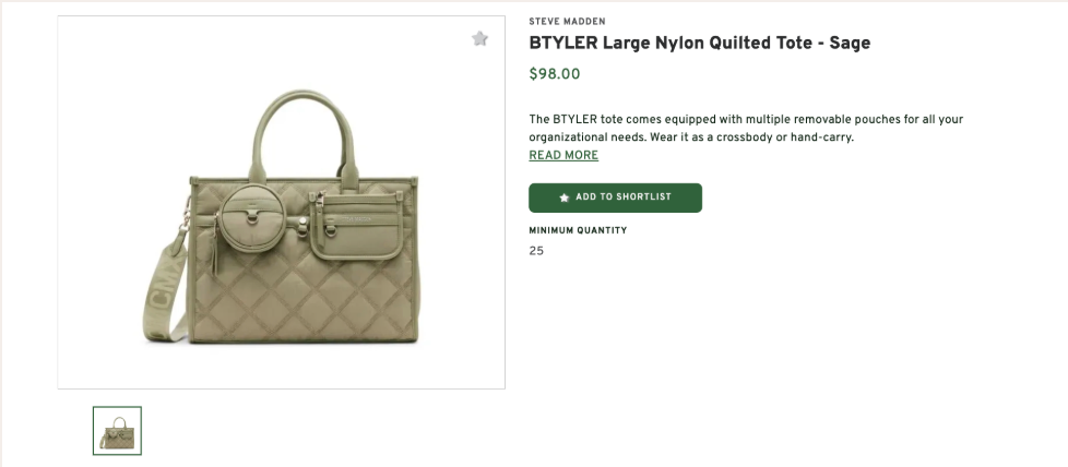 Large Nylon Quilted Tote - Sage