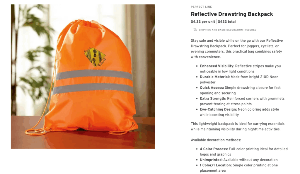 “SnowGlow” Drawstring Backpack