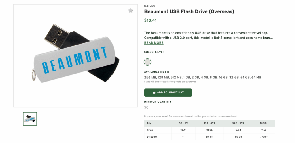 Beaumont USB Flash Drive