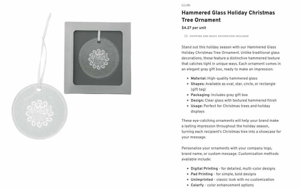 Hammered Glass Holiday Christmas Tree Ornament