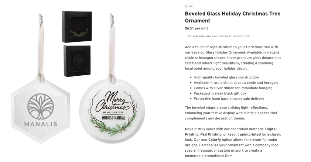 Beveled Glass Holiday Christmas Tree Ornament