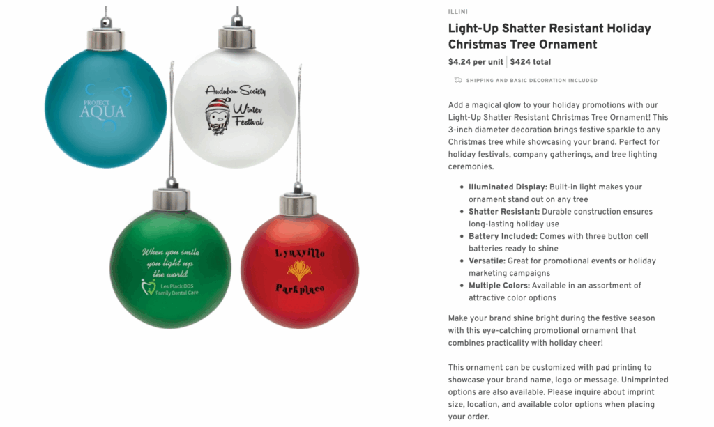 Light-Up Shatter-Resistant Holiday Christmas Tree Ornament