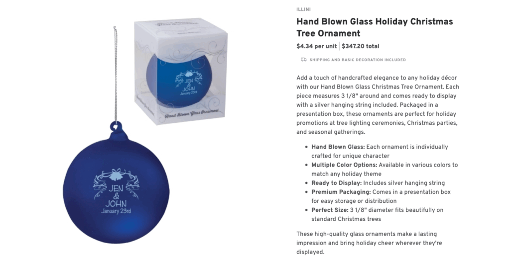 Hand Blown Glass Holiday Christmas Tree Ornament