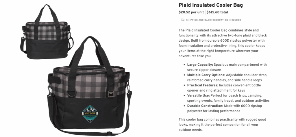 Plaid Insulated Cooler Bag