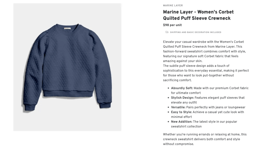 Women's Puff Sleeve Crewneck