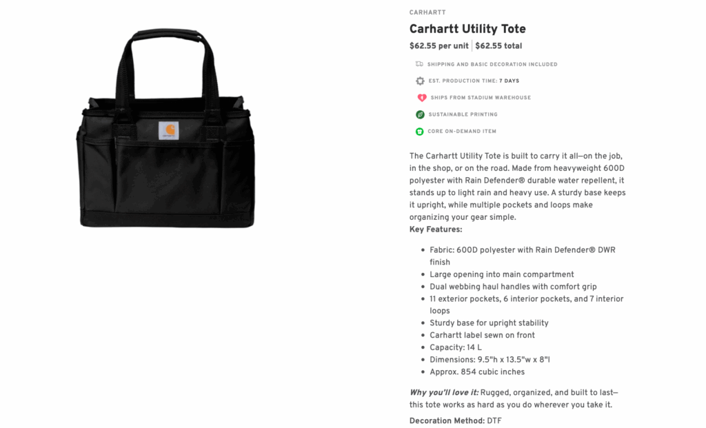 Carhartt Canvas Tote Bag