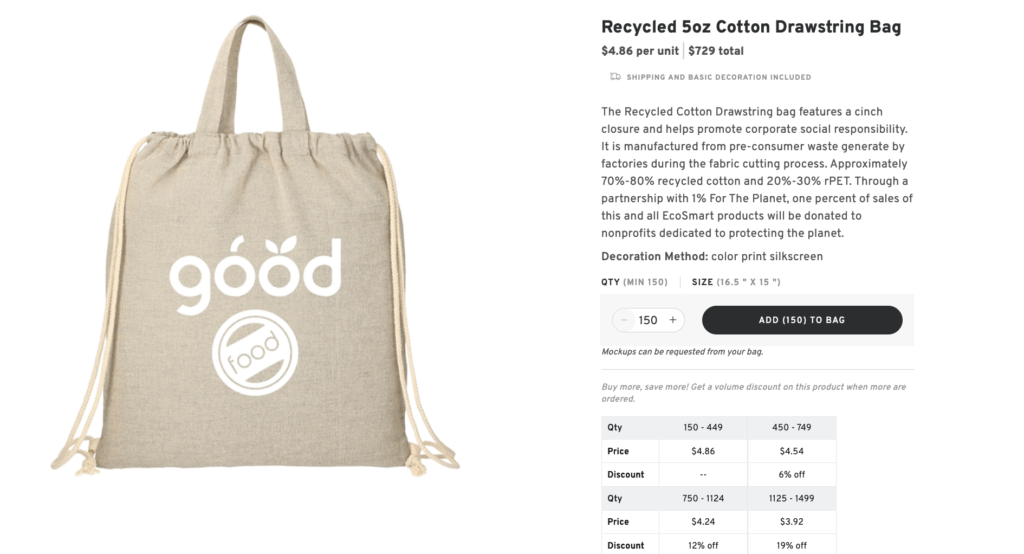 Recycled Cotton Drawstring Backpack